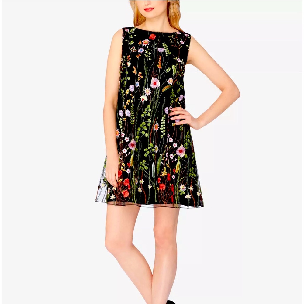 Tahari Embroidered Floral Shift Dress